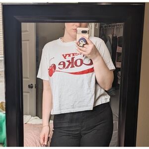 Cherry Coke White Cropped Tee